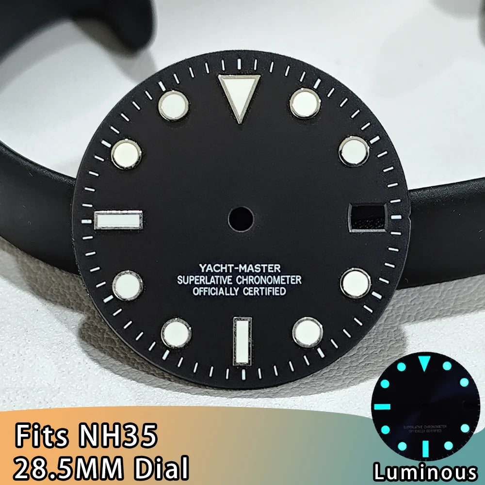 NH35 Dial Watch NH35 SUB Dials 28.5mm Dials Blue Luminous Single Calendar Multi-color Watches Replacement Accessories NH34 Dials