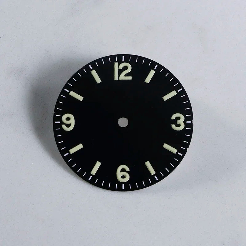 Explore Watch Dial Retro Matte Black Dial 369 Watch Face BGW9 C3 Lume Watch Mod NH35 Movement 28.5mm NH34Gmt Custom Logo and Text