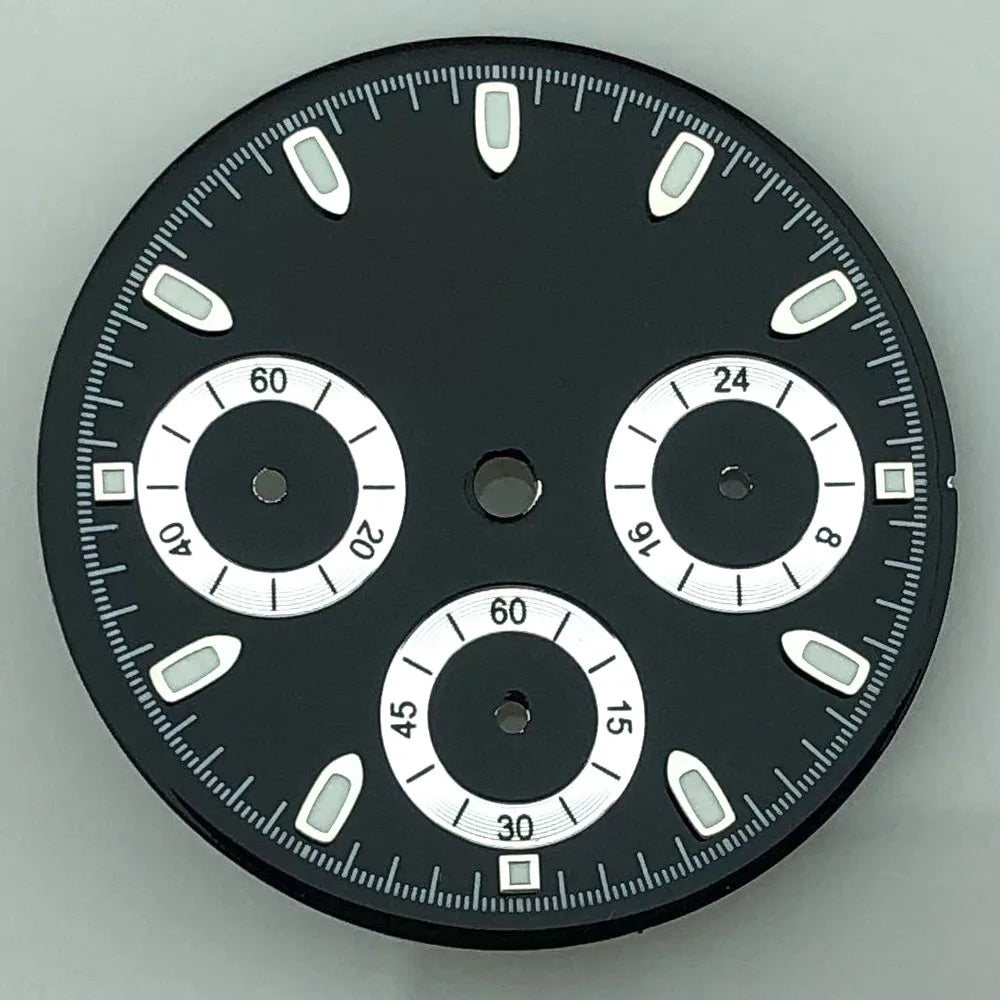 29.8mm Sterile VK63 Dial Luminous Black Withe Gray Blue Gold Orange quartz Chronograph Movement