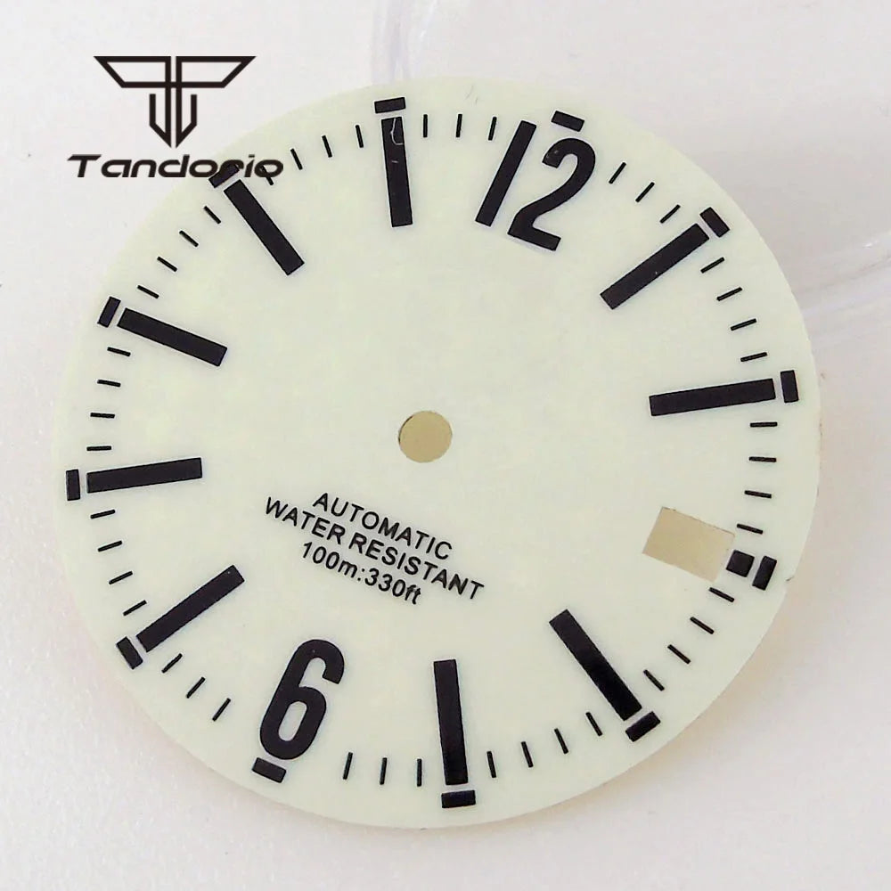 NH35 full lume dial  29mm Green/White Automatic Watch Dial Date Window Full Luminous Wristwatch Face Spare Parts Accessories