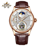 Flying Tourbillon  Automatic Watch AESOP 7117  Skeleton Moon Phase 42mm Sapphire 5ATM