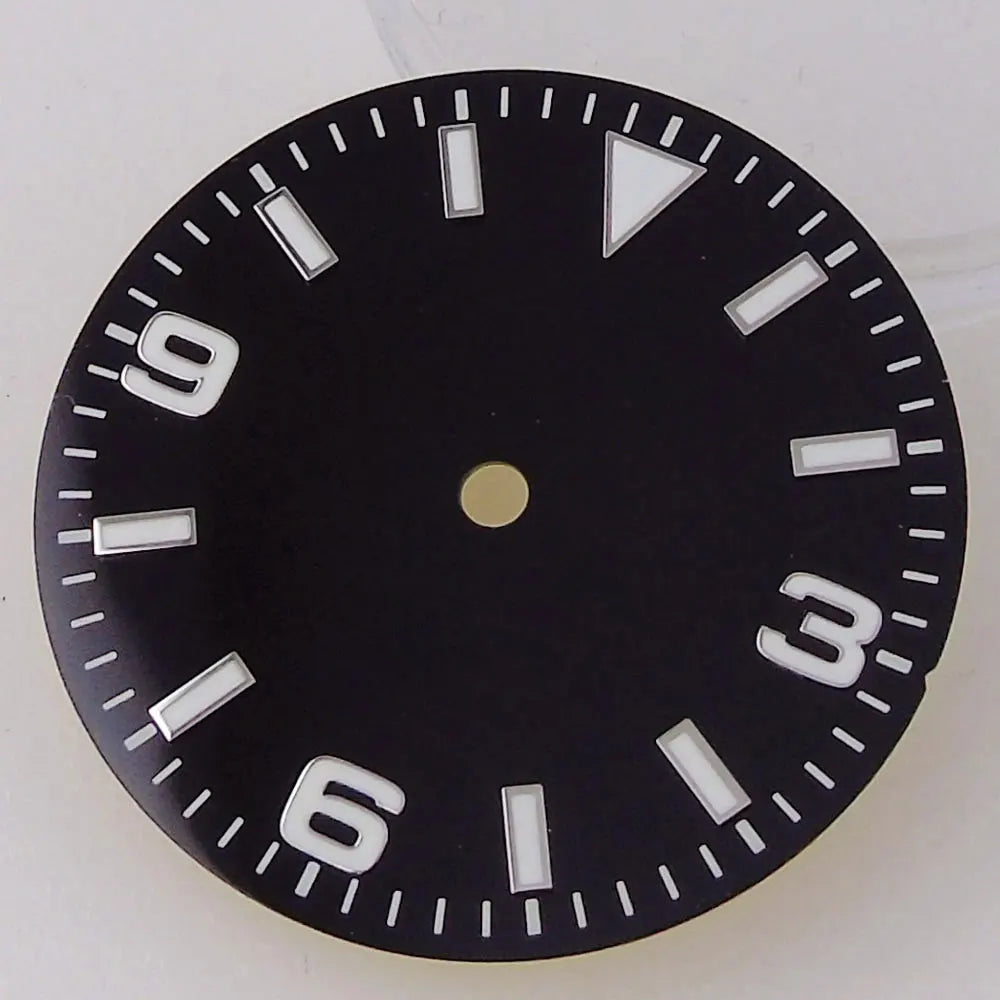 Explorer Watch Dial 29mm Watch Dial Explore Dial Face for NH35 NH36 Movement Black/Orange/Blue Steel Watch parts Green Lume Replacement Parts