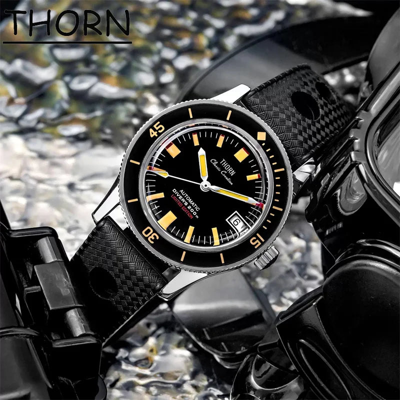 Titanium Pt5000 Movt 50 fathoms watch THORN T006 20ATM 38MM Sapphire Diver 20Bar