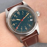 36mm Bronze Pilot Watch Tandorio TD130B Sapphire Frosted Dial Date 20ATM NH35A Automatic