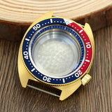 41mm Gold PVD Captain Willard Watch Case Domed Sapphire Tuna Turtle for Seiko MOD NH35 NH36 NH34 4R36 Movts Abalone Screw Crown