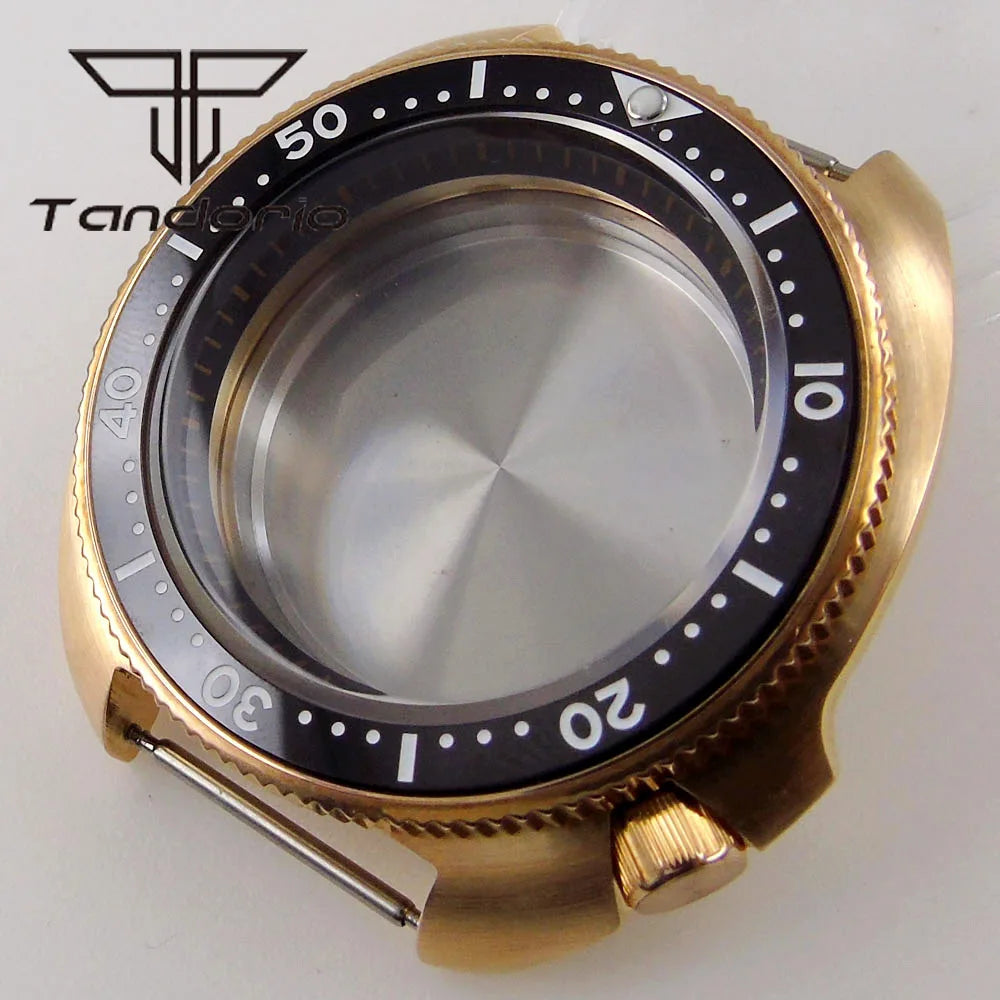 Cusn8 Solid Bronze Turtle Watch Case 200M 44mm Men's Dive Watch Case Sapphire Glass Rotating Bezel Fit NH35 NH36 ETA2824 PT5000 Automatic Movement