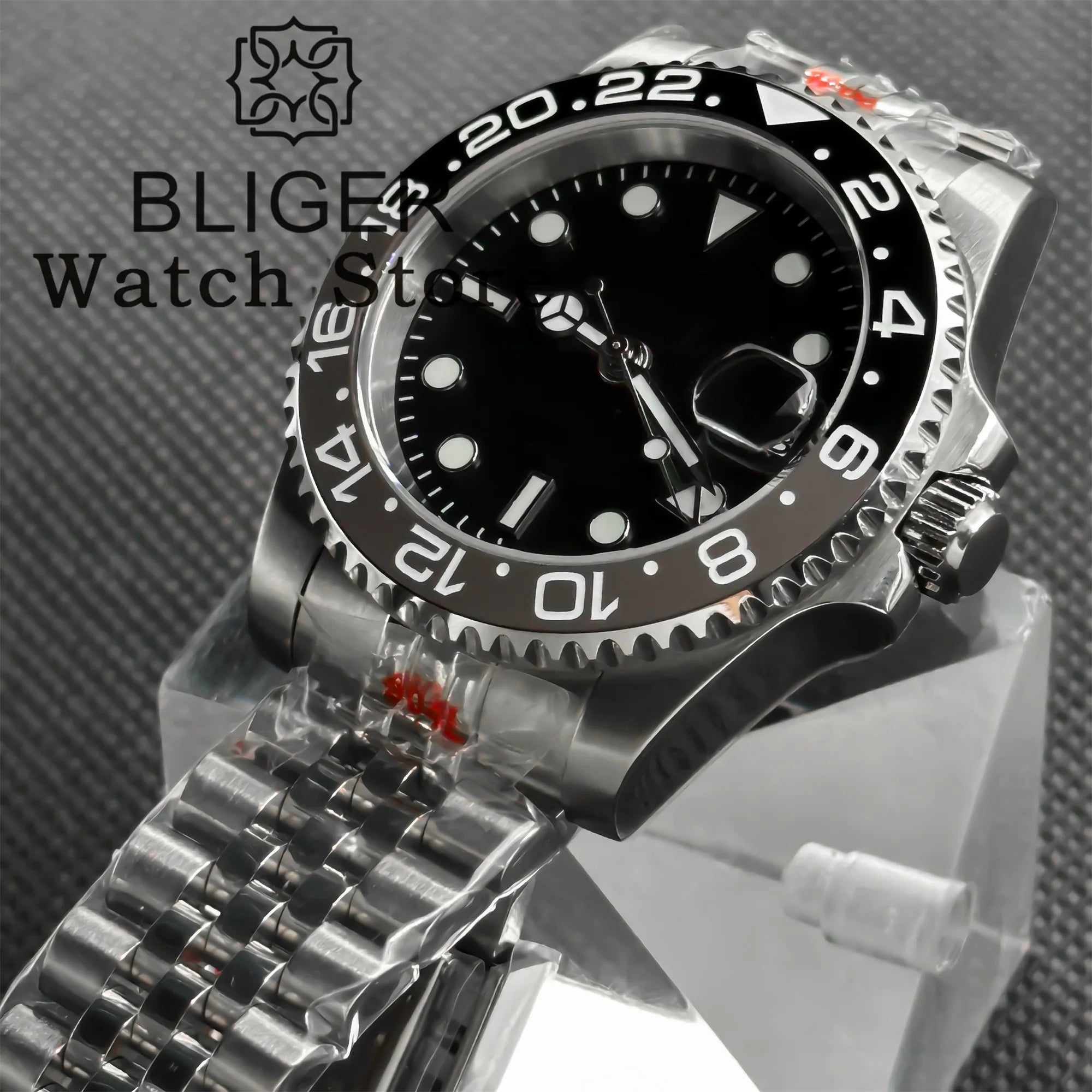 40mm Quartz GMT Submariner Ronda 515 24H Movement Ceramic Sapphire Glass 10Bar Waterproof C3 luminous