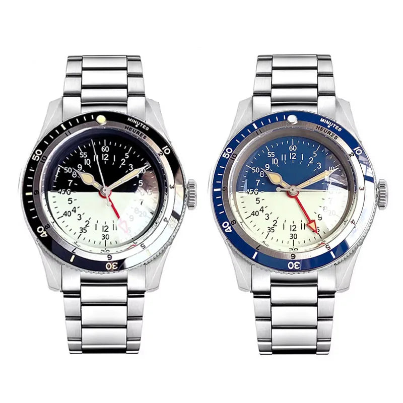 Tandorio TD213 NH34 GMT Watch Serica Homage Full Lume Two Tone Dial  Domed Sapphire 20BAR Dive 40mm Men's Fashion Wristwatch