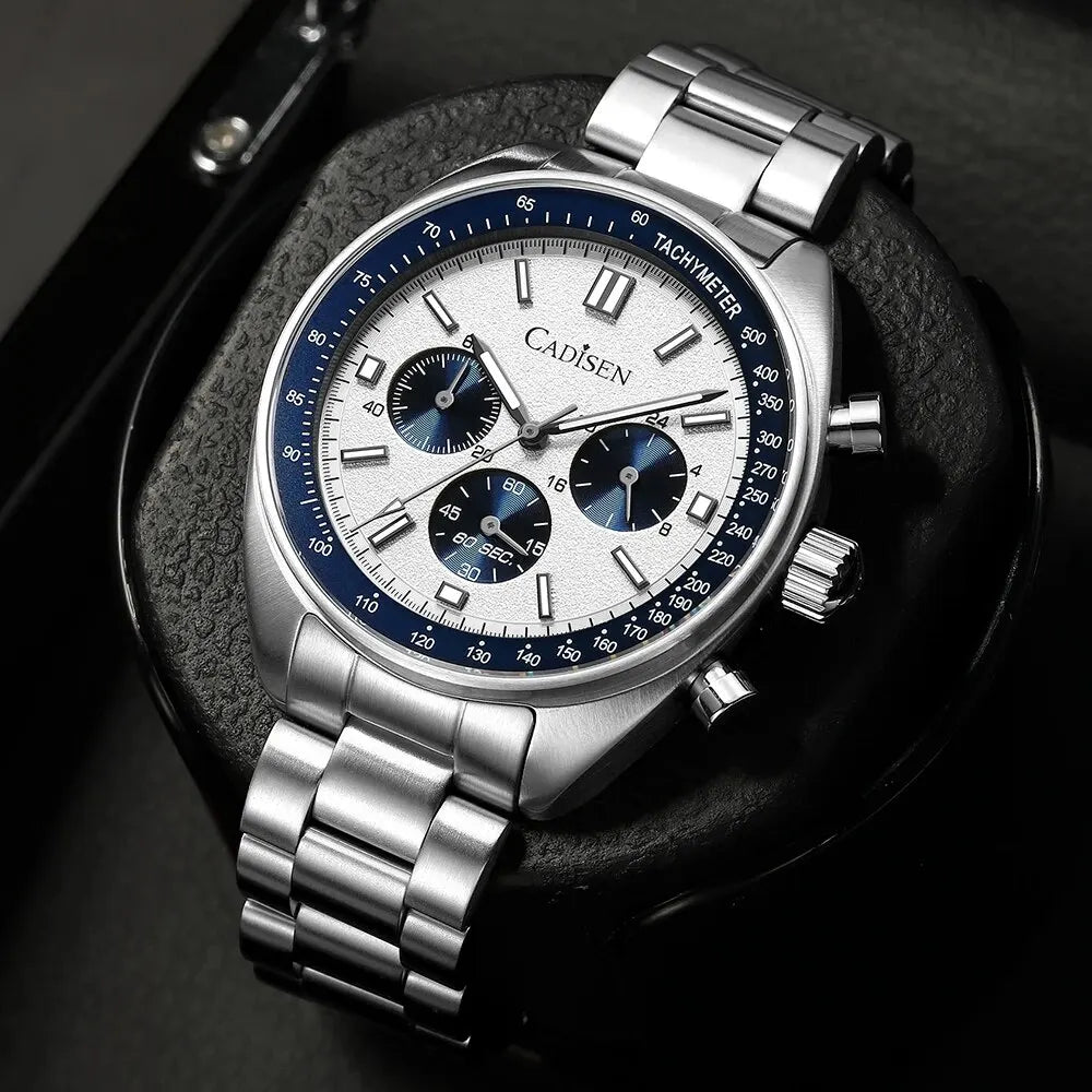 Cadisen C7063 Quartz Chronograph Watch Japan VD53 42MM AR Sapphire 5Bar