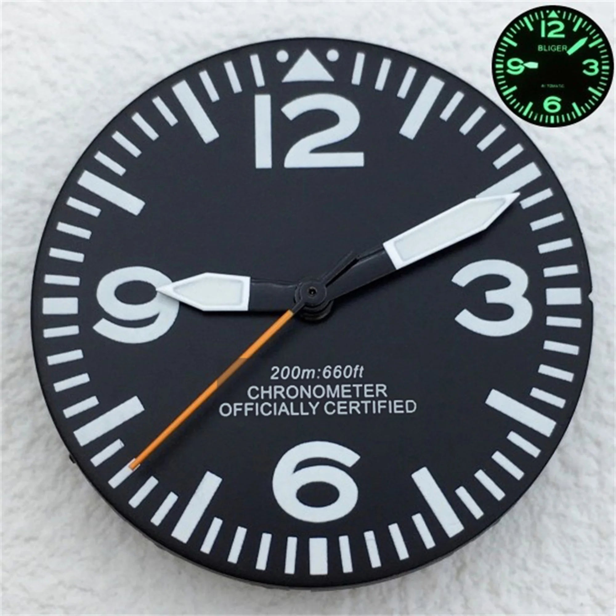 Full Luminous Dial 29mm dial Black White Dial With Hands Fit NH34 NH35 NH36 Movement Green Luminous Watch parts