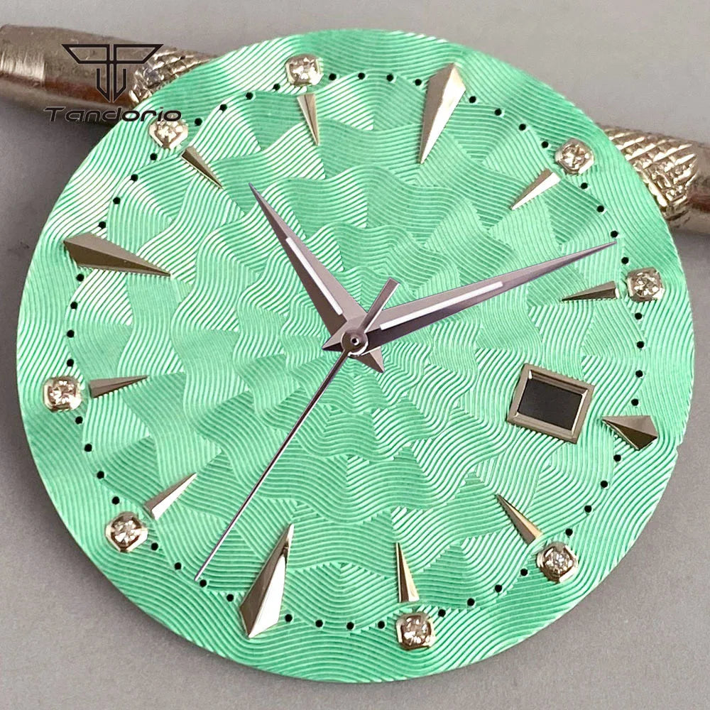 35mm Watch Dial Multicolor Texture Face Date Window Fit NH35 Automatic Watches Sword Hands Set Wristwatch Accessories Mod Parts