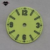 Full Lume Watch Dial 28.5mm Watch Faces Background green color cream for NH34 NH35 Movement