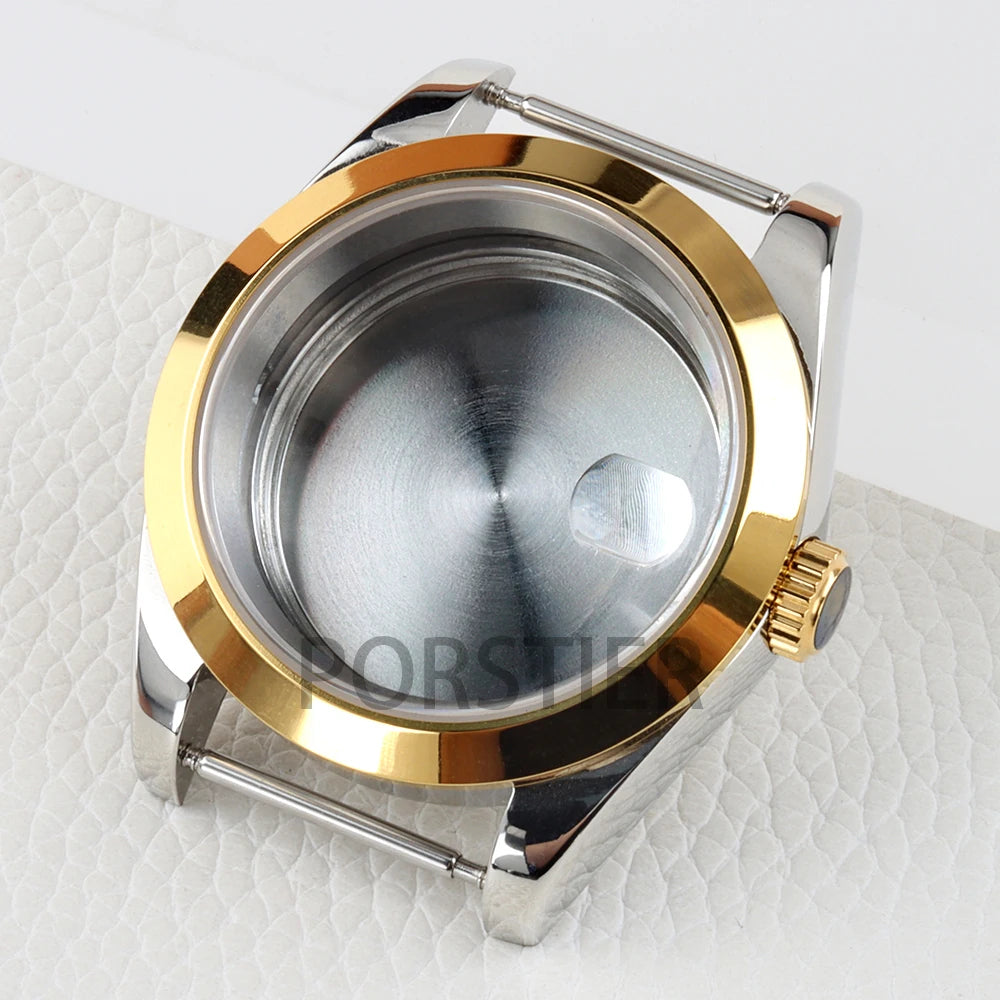 Smooth Bezel Two Tone Gold 36/39mm NH35 Watch Case 20mm Solid 316L Stainless Steel Jubilee/Oyster Strap for Datejust NH35 NH36 Movement 28.5mm Dial 10bar