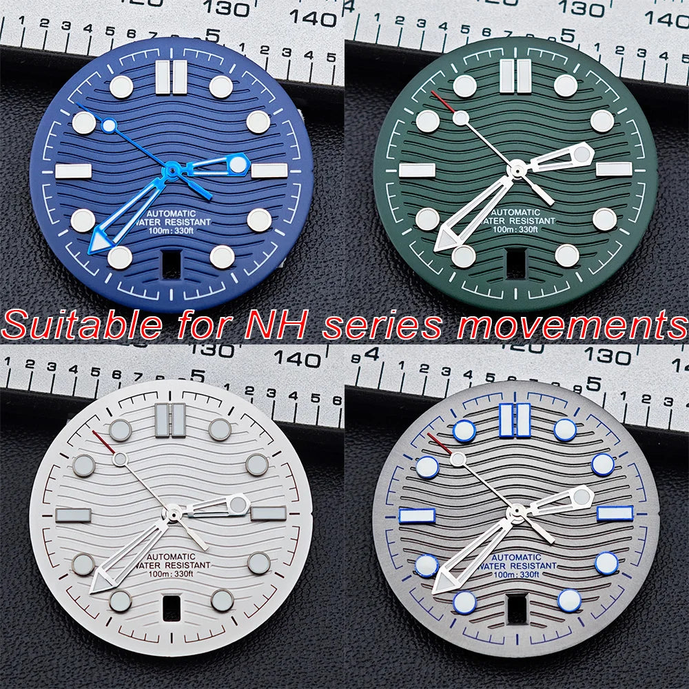 31.7mm seamaster Watch Dial For 300 Series NH35 NH36 Movement 6 O‘clock Date C3 Green Luminous Mechanical Watch Parts
