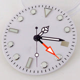 Nologo Sterile 29mm White NH 34A Watch Dial Face for D iver G MT Watch Mod Black Edge Markers Orange Hand Watches Cases Parts