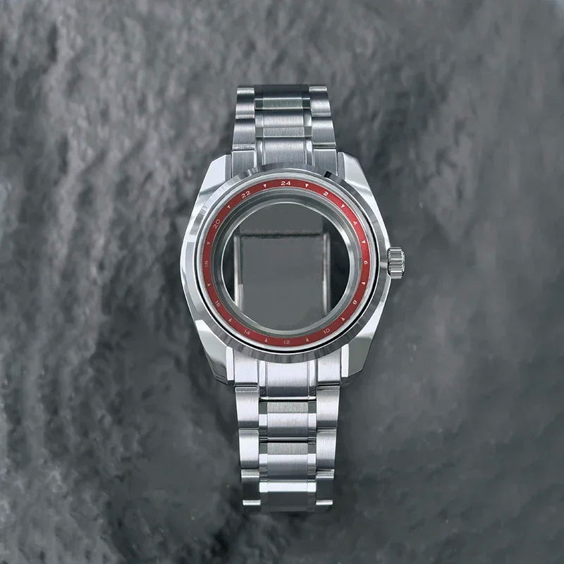 Premium 40mm 44GS Design Case Fit 32.5mm Dial Sapphire Crystal Chapter Ring Matches High Quality Automatic Luxury GMT NH35 NH34