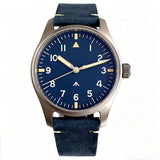 39mm Titanium Quartz Pilot Watch Tandorio TD910 Retro VH31 Sweep Sapphire 10Bar