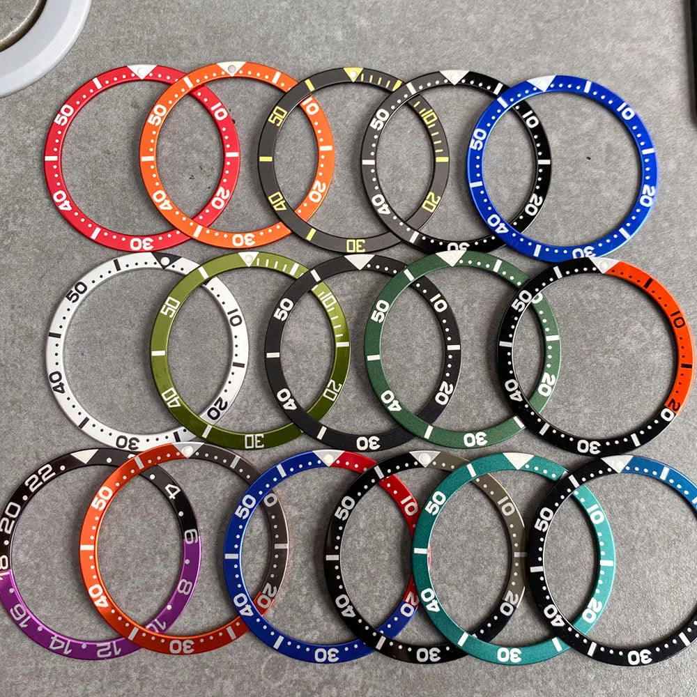 SKX007  bezel 38mm*31.5mm Watch Bezel Black/Blue/Green/Orange Aluminum Alloy Insert