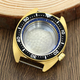 41mm Gold PVD Captain Willard Watch Case Domed Sapphire Tuna Turtle for Seiko MOD NH35 NH36 NH34 4R36 Movts Abalone Screw Crown