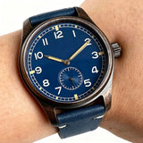 Sub Second Automatic Watch Tandorio TD931A 39mm Sapphire Pilot ST1701 20ATM Stainless Steel Aged Black