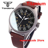 39mm Titanium Pilot Watch Tandorio TD143T Miyota 8215 Movt Automatic Sapphire 20ATM Retro Men Watch