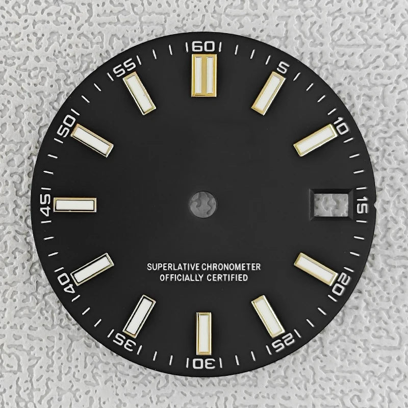 28.5mm double bar date window Watch Dial With Watch Hands Date Just Luminous Sunray Fit NH35 NH36 Watch Faces Automatic Movement