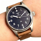 39mm Titanium Quartz Pilot Watch Tandorio TD910 Retro VH31 Sweep Sapphire 10Bar