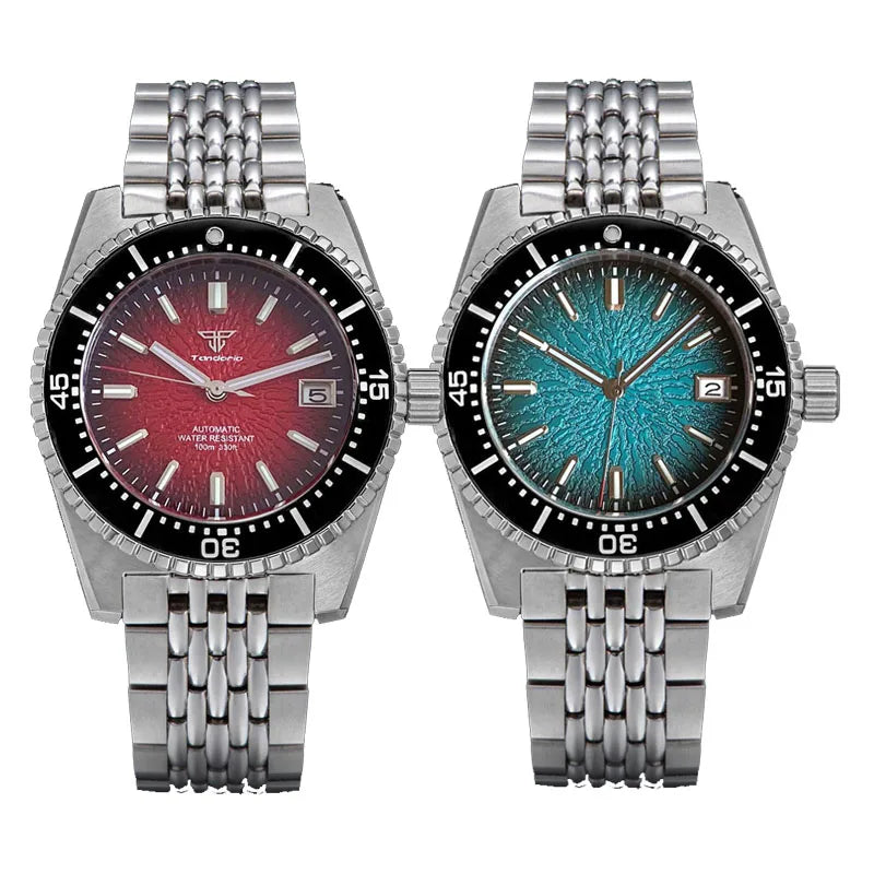 62mas Diver Mod Tandorio TD230S Fashion 40mm NH35 Automatic Texture Dial Radiation Date Sapphire 20ATM Diver Sapphire Luminous