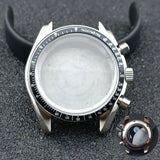 40mm Speedmaster Watch Case Stainless Steel  For VK63 VK64 Chronograph Quartz Movement Mineral Moon Foorprint Sterile Caseback