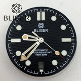 31mm seamaster Wave Watch Dial Hand Set 6 O'clock Date Window Black White Blue Green Fit NH35 Movement Luminus