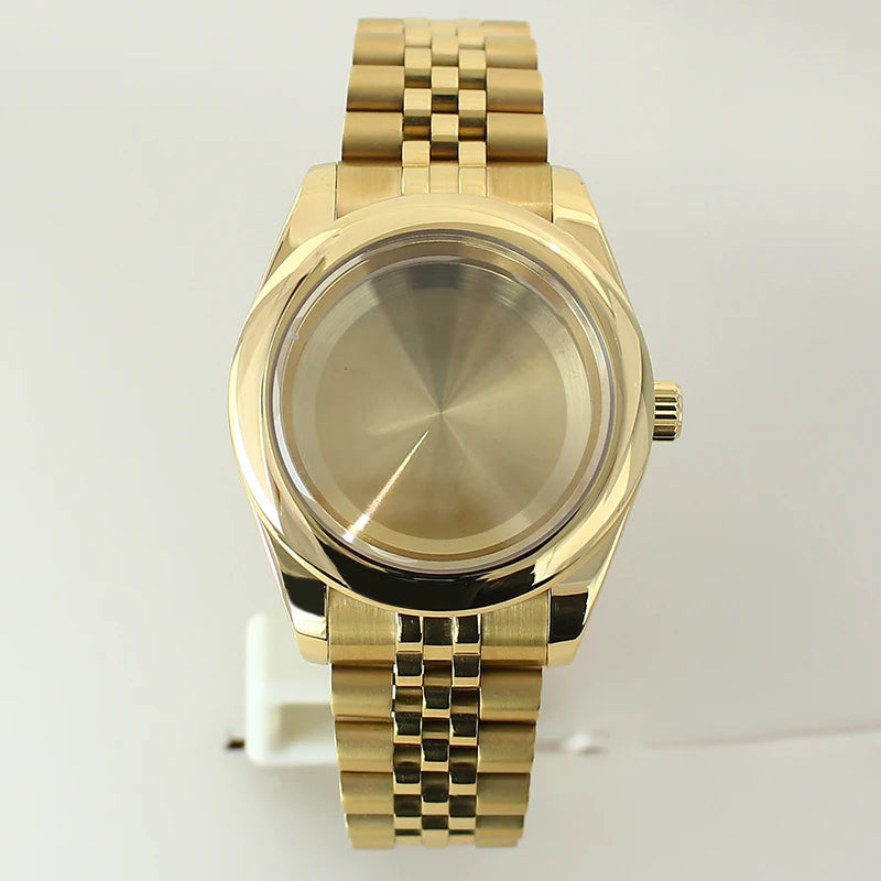 Two Tone Round Edge Watch Case 39mm 36mm Sapphire Crystal Glass For Seiko NH35 NH36 NH38 NH34 Miyota 8215 Movement Presidential Bracelet