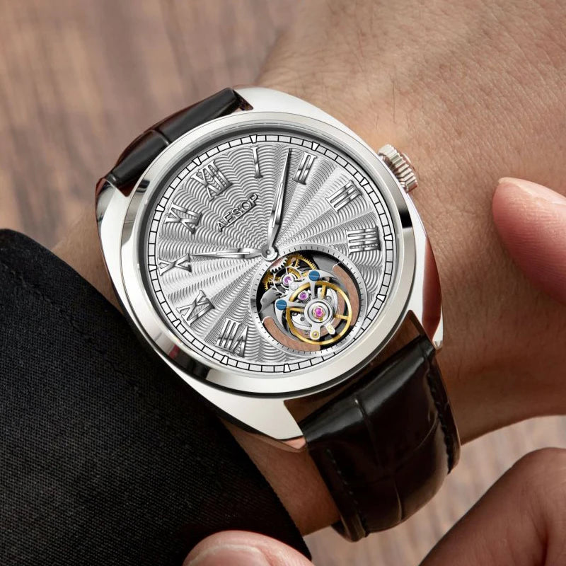 42mm Flying Tourbillon Watch AESOP 7088G Skeleton 5ATM Waterproof Sapphire High Accuracy