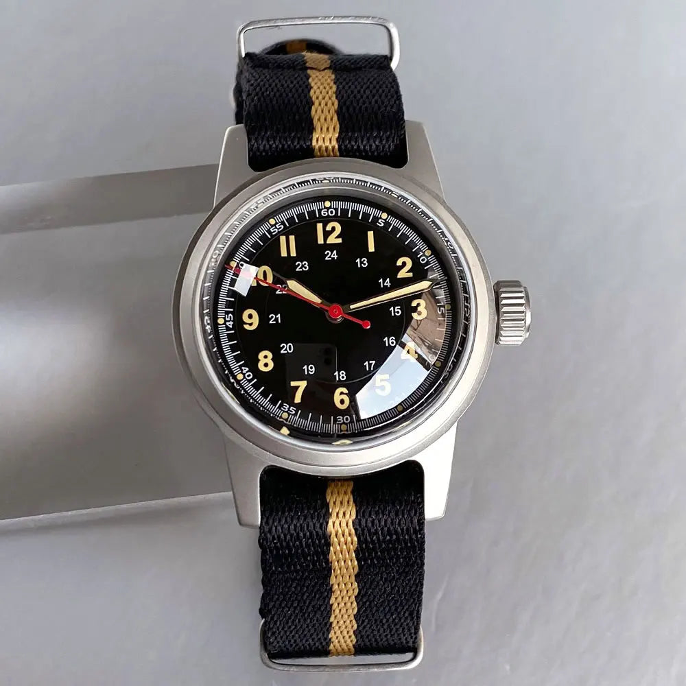 Miyota8215 PT5000 Pilot Watch Tandorio TD135M 36MM Small Military 20ATM Domed Sapphire  Vintage Field Dial