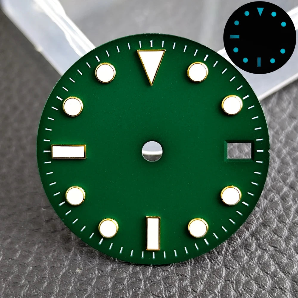 28.5mm blue lume NH35 NH34 Dial Single Calendar Submariner style with Hands Watches accessory