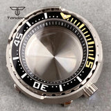 Tuna Can Watch Case 46.5mm Stainless Steel Tuna Style Watch Case Sapphire 4 o'clock Crown Fit NH34 NH35 NH36 NH38 20ATM Waterproof Ceramic Bezel