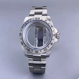 39mm EXP 24 Hour GMT Watch Case Fixed Bezel  Sapphire for NH35/NH36 Movement Frosted Steel Strip