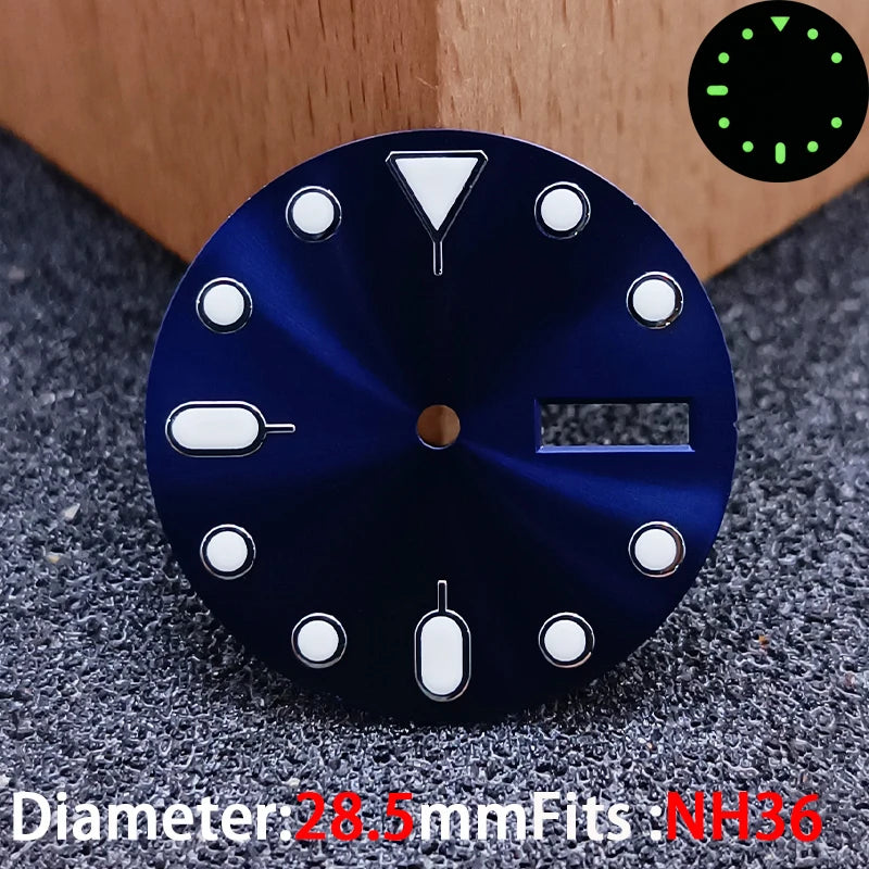 28.5mm Day-Date Dial for NH36 watch dial Green luminous Mod accessories parts 13 colors