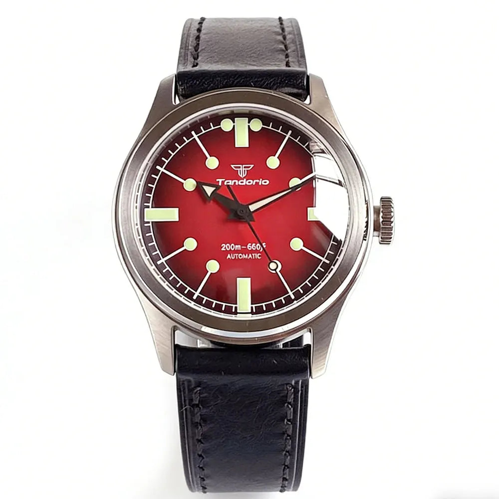 38mm Vintage Pilot Watch Tandorio TD158A  NH35 PT5000 Automatic Field Watch 20ATM Domed Sapphire