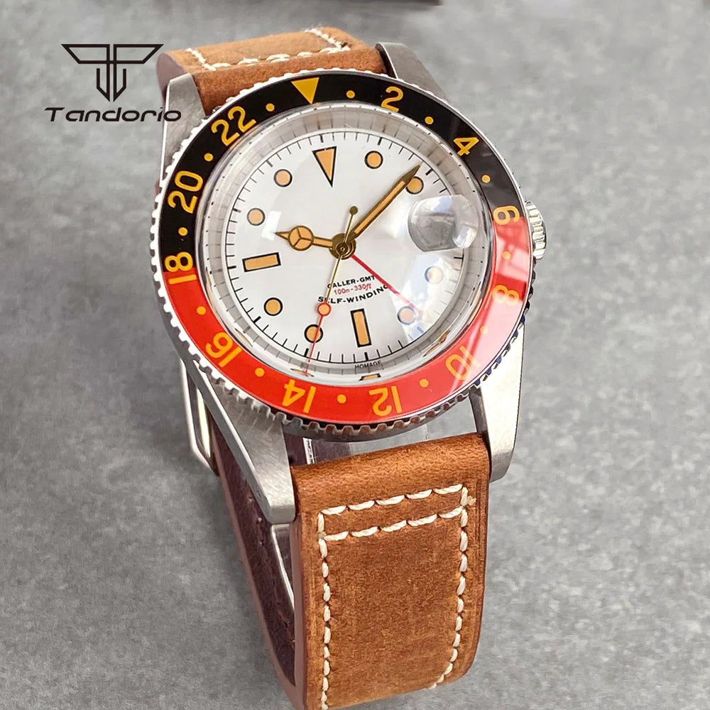 Tandorio NH34 GMT Watch 6542 homage 38mmTD218S Sapphire 20BAR Tandorio NH34 GMT Watch 6542 homage 38mmTD218S Sapphire 20BAR