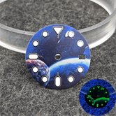 NH35 ウォッチダイヤル 星空 月 星 ウォッチフェイス グリーン ルミナスコンバージョン ウォッチアクセサリー NH35 / NH34 ムーブメント用