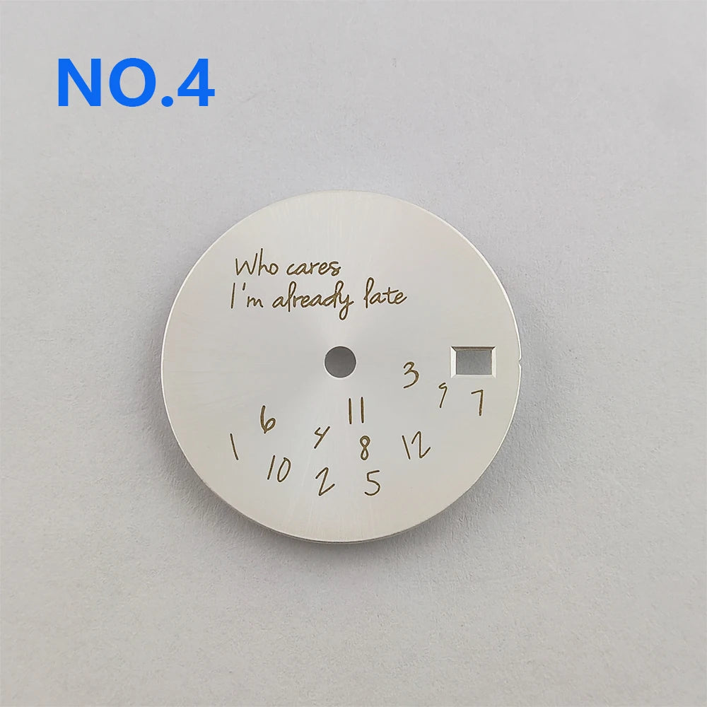 Who Cares Watch Dial 28.5mm nh35 Dial Who cares im already late Dial Watch Face gold text For NH35/NH36 Movement Watch Accessories