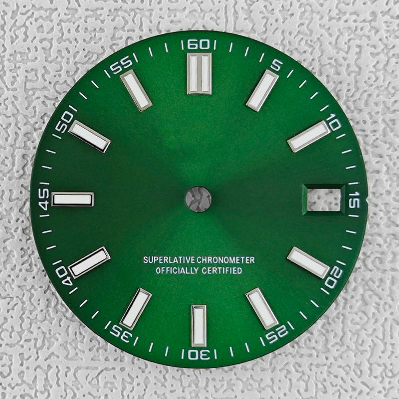 28.5mm double bar date window Watch Dial With Watch Hands Date Just Luminous Sunray Fit NH35 NH36 Watch Faces Automatic Movement