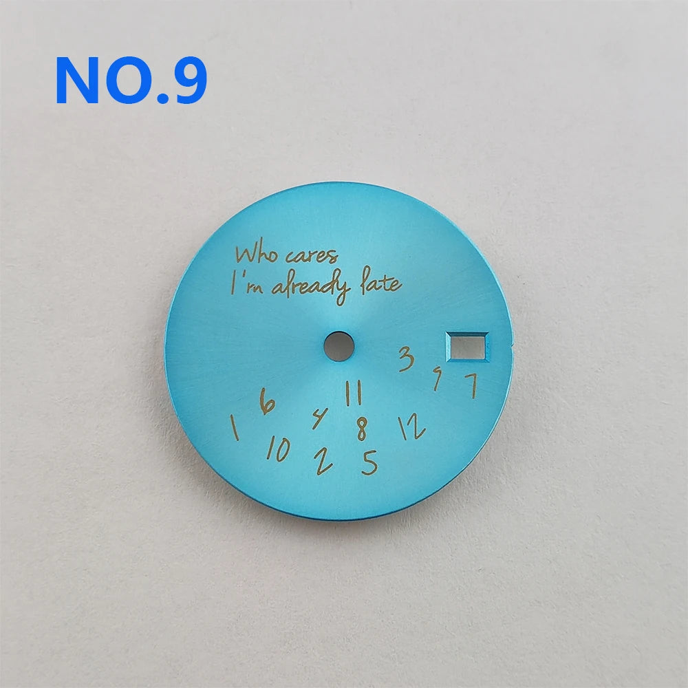 Who Cares Watch Dial 28.5mm nh35 Dial Who cares im already late Dial Watch Face gold text For NH35/NH36 Movement Watch Accessories