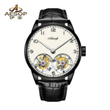 42mm AESOP 7108 Double Flying Tourbillon Movement Watch For Men Skeleton Mechanical Luxury Watches Wterproof Wristwatches Sapphire