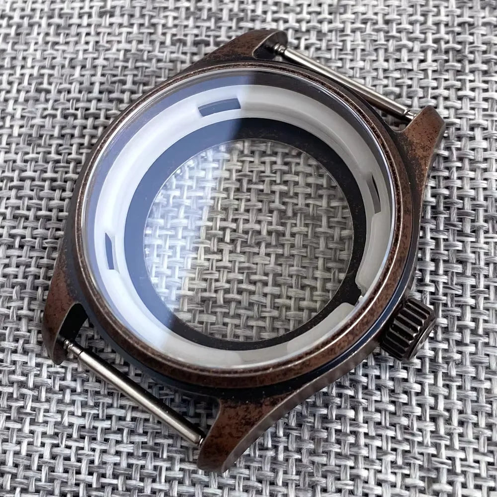 Solid Bronze Pilot Case 36mm 39mm Fit for NH35 NH36 PVD Black Pilot Case PT5000 ETA2824 Sapphire Crystal 200M Waterproof Screw Crown