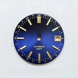 Premium Watch Dial Sunburst Dial 28.5mm No Lume Gold IndexNH35 NH34 GMT Movement Custom Logo Text Modification Watch