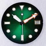 Gradient Sunburst Watch Dial Hands Nologo 29mm Green Luminous Fit NH35 NH36 ETA2824 Miyota DG2813 SW200 PT5000