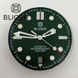 31mm seamaster Wave Watch Dial Hand Set 6 O'clock Date Window Black White Blue Green Fit NH35 Movement Luminus