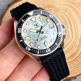 37mm SkX013 Watch Mop Dial Tandorio TD227M 20bar Diver Stainless Steel 3.8 Crown Sapphire