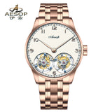 42mm AESOP 7108 Double Flying Tourbillon Movement Watch For Men Skeleton Mechanical Luxury Watches Wterproof Wristwatches Sapphire
